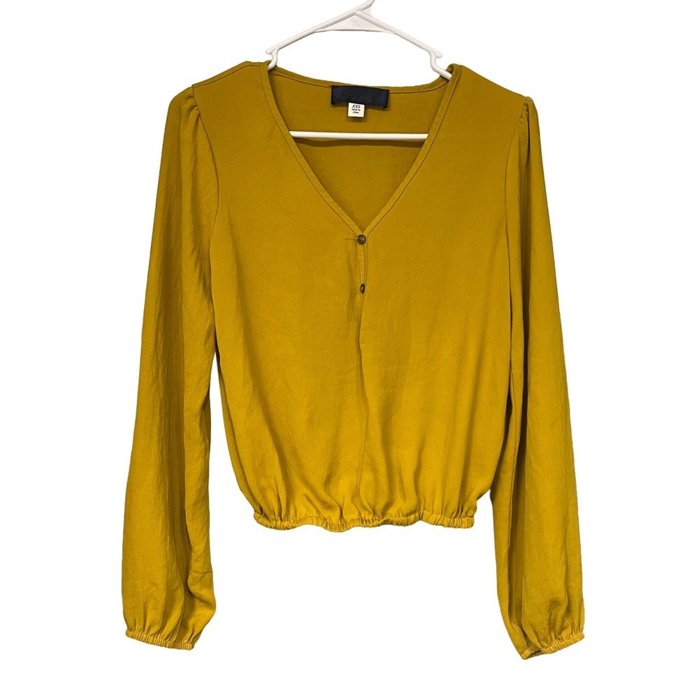 Mustard V-Neck Women's Blouse